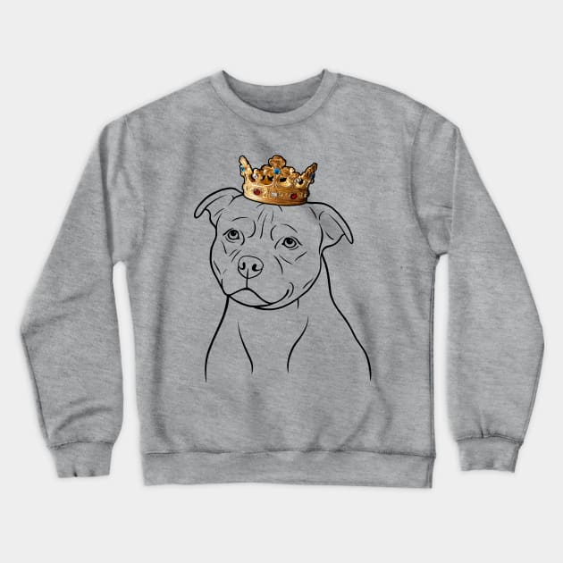 Staffordshire Bull Terrier Dog King Queen Wearing Crown Crewneck Sweatshirt by millersye